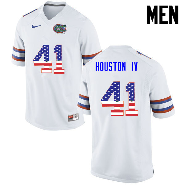 Men Florida Gators #41 James Houston IV College Football USA Flag Fashion Jerseys-White